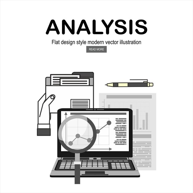 Vecteur concepts d'illustration de conception plate pour l'analyse commerciale