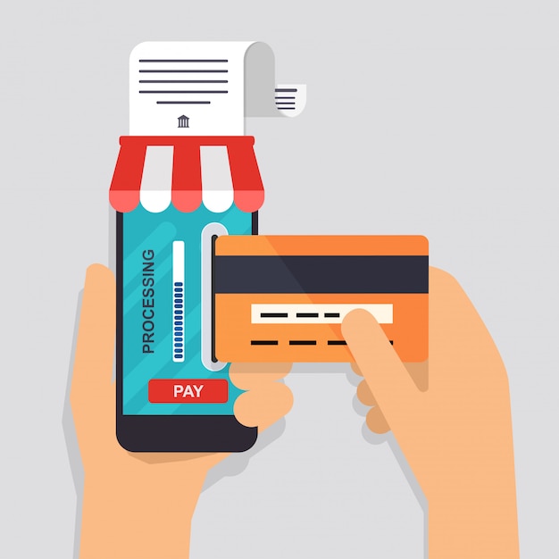 Concepts d'illustration design plat des méthodes de paiement en ligne. Services bancaires par Internet, achats et transactions en ligne, virements électroniques et virements bancaires.