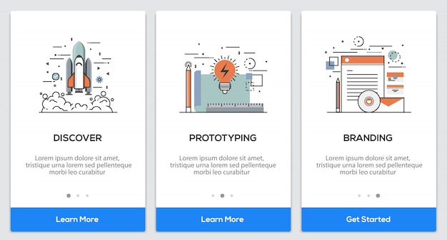 Concepts de Oneboarding en ligne plate