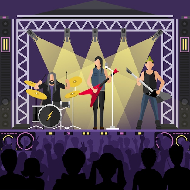 Concert des artistes du groupe pop sur scène