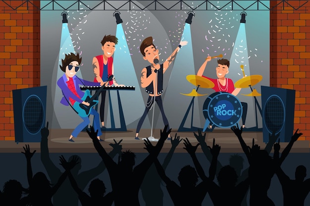 Concert pop rock boys band en live sur scène Music show club party entertainment