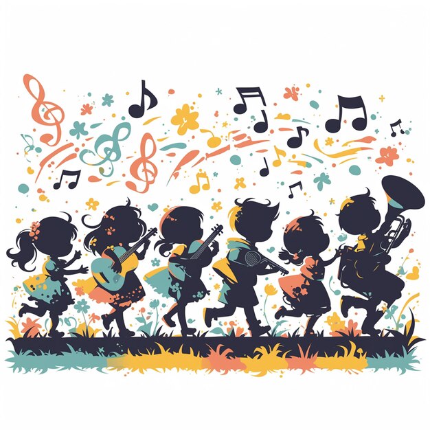 Vecteur les concerts de musique pour enfants suscitent la joie et la danse