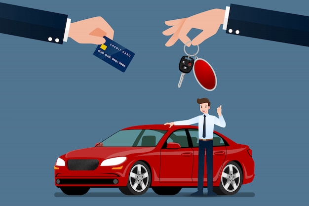 Le concessionnaire vend une voiture.