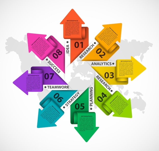 Vecteur concevoir des infographies avec des flèches dans un cercle