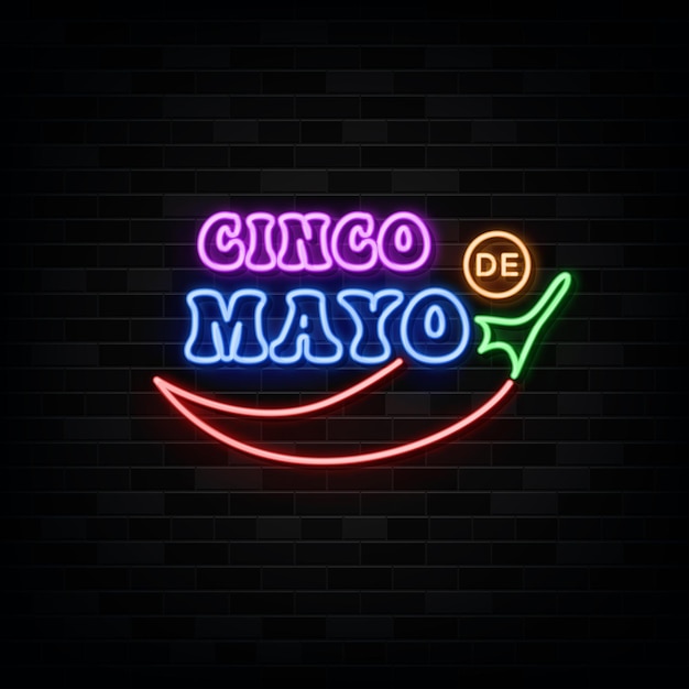 Conco De Mayo Enseigne Au Néon élément De Conception Bannière Lumineuse Annonce Enseigne Au Néon