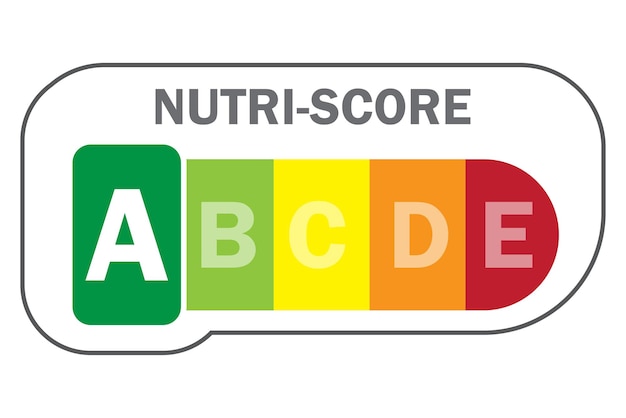 Conditionnement avec nutri score. Lettre A. Illustration vectorielle.