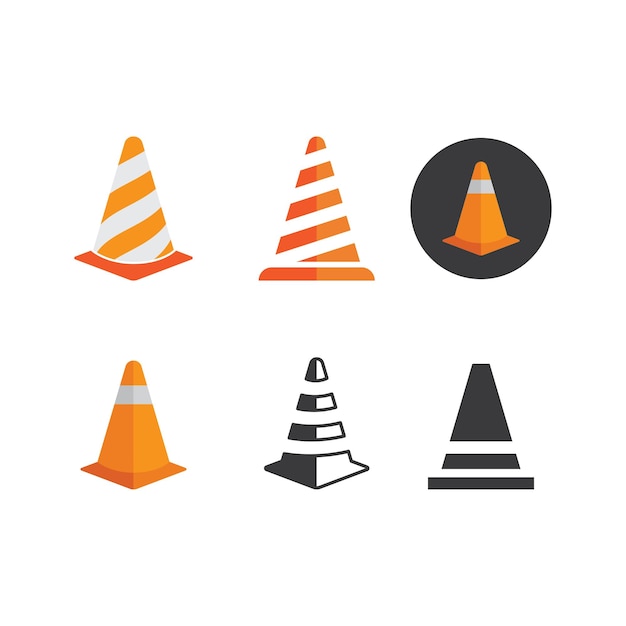 Vecteur cône de circulation icône cône de route design plat