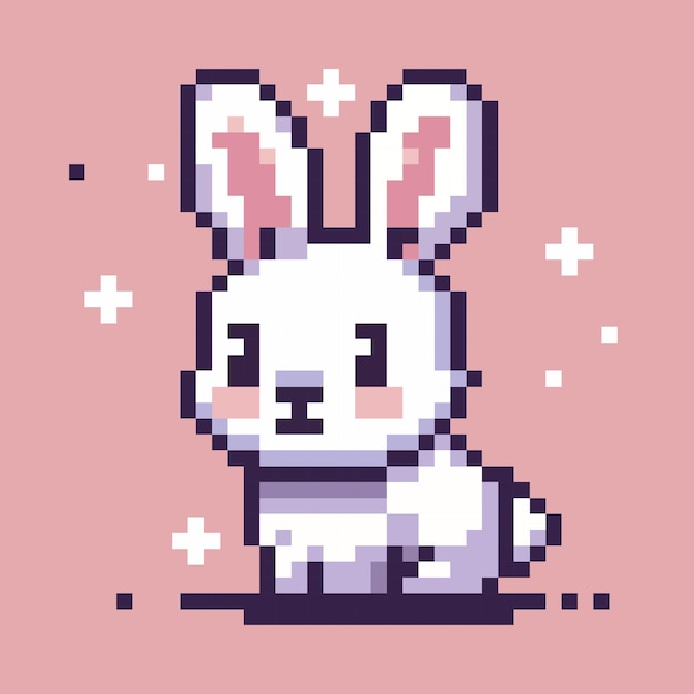 Vecteur conejo blanco en pixel art (en anglais)