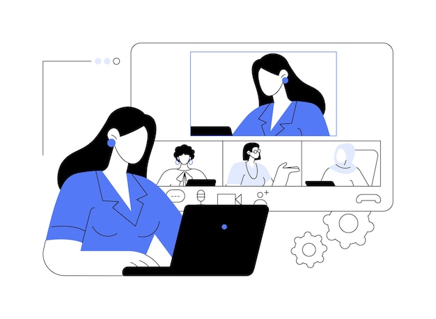 Conférence administration concept abstrait illustration vectorielle les femmes communiquent à l'aide d'un logiciel de vidéoconférence ajouter un participant au chat entreprise technologie entreprise travail d'équipe métaphore abstraite