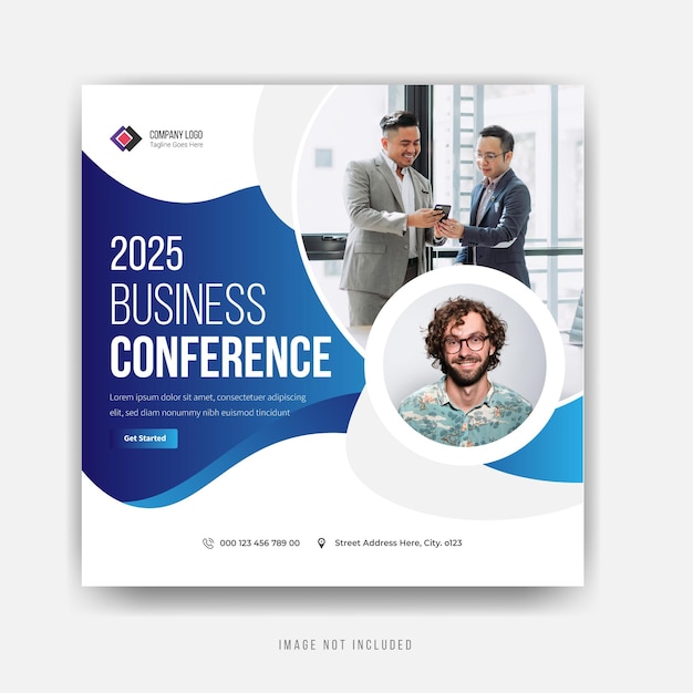 Conférence D'affaires 2025 Conception De Modèle De Publication Sur Les Médias Sociaux Vecteur Premium