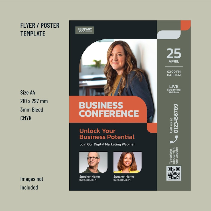 Conférence d'affaires ou modèle de conception de vecteur de flyer d'événement