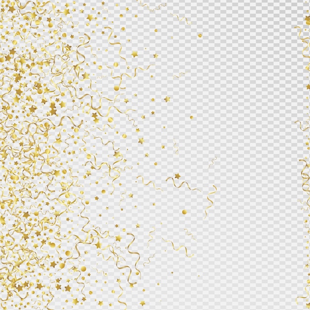 Le confetti doré célèbre le vecteur transparent.