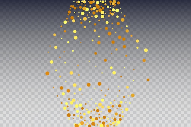 Confetti d'or sur rouge isolé Particules de poussière d'or Foil Frontière Arrière-plan d'anniversaire géométrique