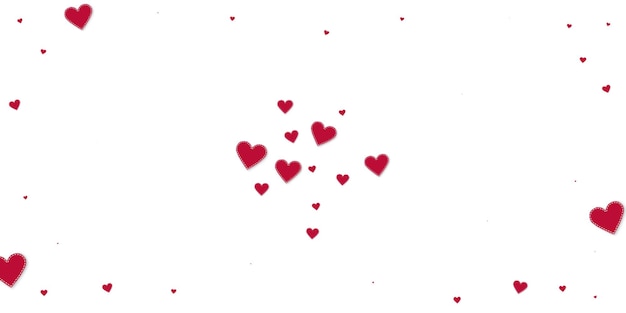 Confettis d'amour coeur rouge. Arrière-plan inégalé d'explosion de la Saint-Valentin. Chute de confettis de coeurs en papier cousu sur fond blanc. Illustration vectorielle délicate.