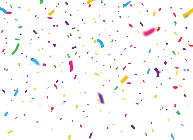 Des confettis colorés, un fond transparent avec des rubans.