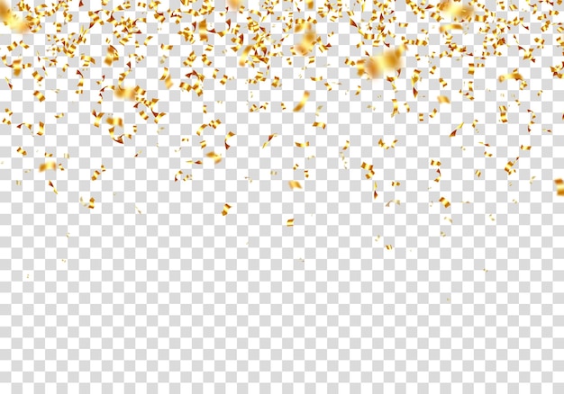 Des confettis dorés réalistes tombant isolés