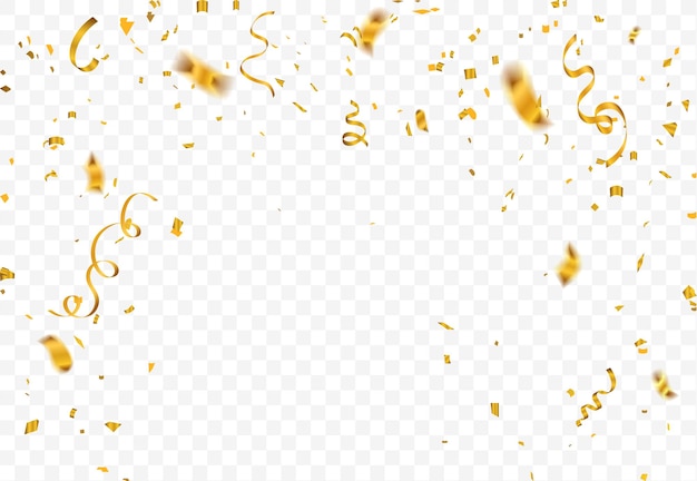 Des confettis de luxe volant pour une bannière de fête tombant des confettis dorés brillants isolés