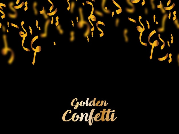 Vecteur confettis d'or sur fond noir