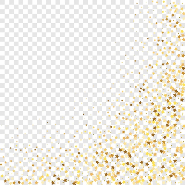 Confettis De Paillettes étoiles Sur Fond Transparent. Cadre De Fête De Noël. Carte D'anniversaire Plate Isolée. Bannière D'étoiles D'or. Paillettes D'or De Vecteur. Chute De Particules Sur Le Sol. Modèle De Carte-cadeau De Bon.