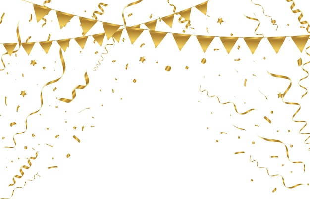 Des confettis vectoriels, des confettis en or tombant du ciel, des confettis brillants, des confettis d'anniversaire.