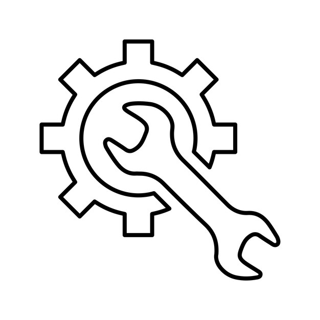 Configuration des réglages scientifiques outils icône de contour vecteur d'art de ligne