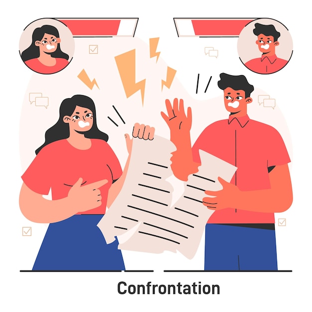 Conflit entre collègues argument tendu de deux employés confrontation de collègues d'affaires