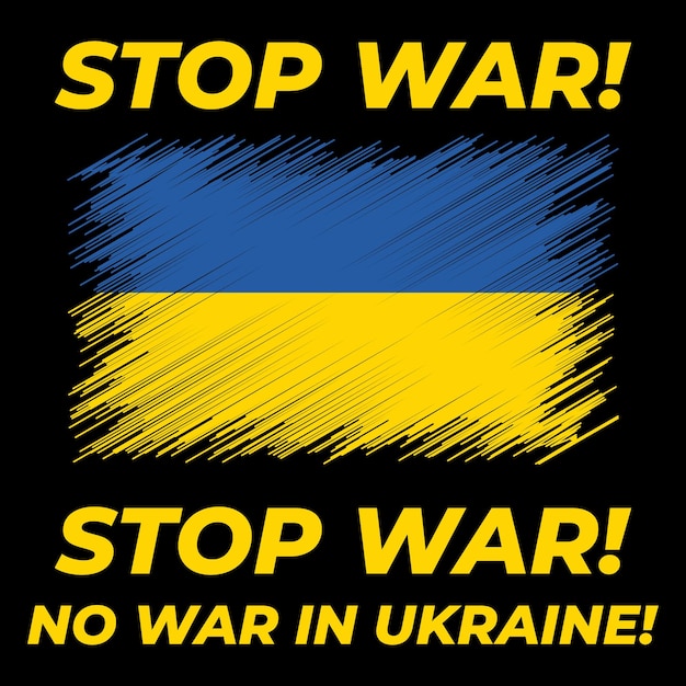 Vecteur conflit ukrainerussie stop war je suis aux côtés de l'ukraine