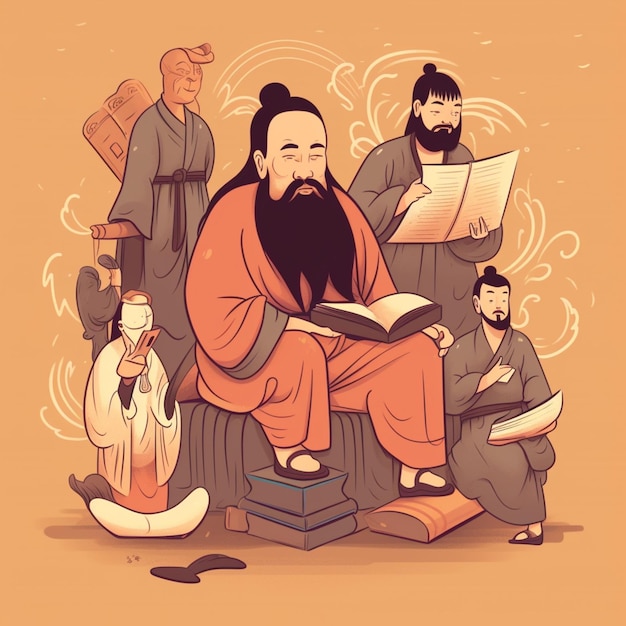 Confucius enseigne aux étudiants curieux