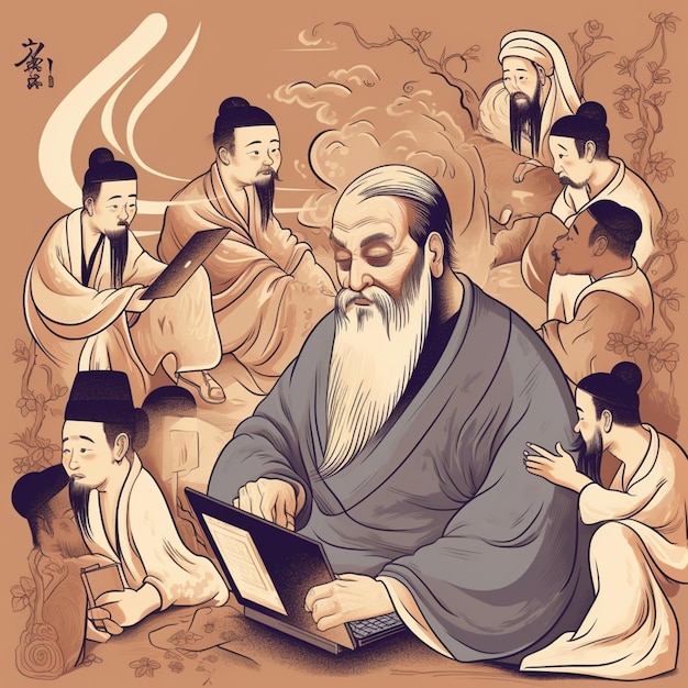 Confucius enseigne aux étudiants curieux