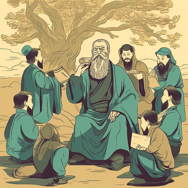 Confucius Enseigne Aux étudiants Curieux