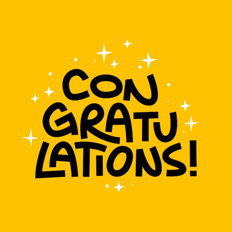 Vecteur congratulations dessin de lettres texte illustré à la main message de félicitations bannière vectorielle calligraphique