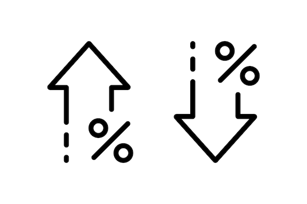 Conjuguer d'icônes de flèches en pourcentage Trait modifiable Conception d'illustration vectorielle