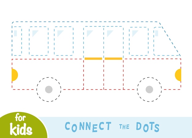 Vecteur connectez les points jeu éducatif pour enfants bus