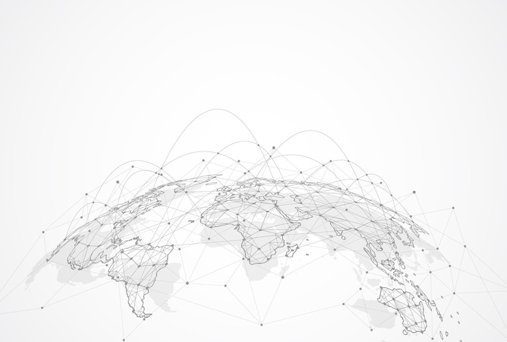 Vecteur connexion au réseau mondial carte du monde concept de composition de points et de lignes d'illustration vectorielle d'entreprise mondiale