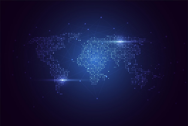 Connexion au réseau mondial Concept de composition de points et de lignes de carte du monde d'affaires mondiales Illustration vectorielle