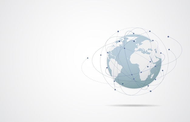 Connexion Au Réseau Mondial Concept De Composition De Points Et De Lignes De Carte Du Monde D'affaires Mondiales Illustration Vectorielle