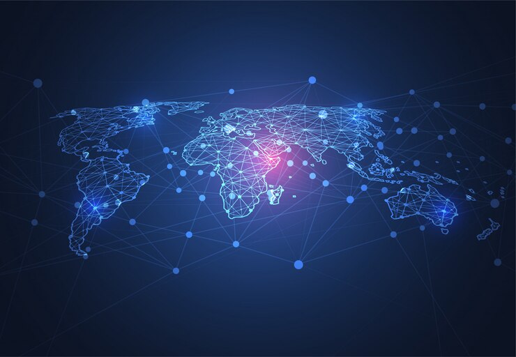 Vecteur connexion réseau globale. point et ligne de la carte du monde
