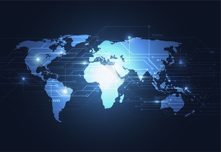Vecteur connexion réseau globale. point et ligne de carte du monde