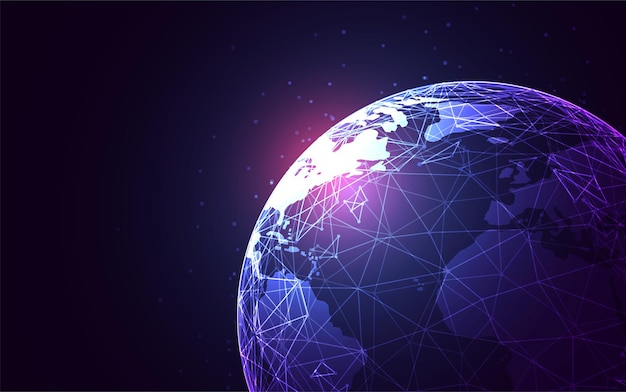 Connexion réseau mondiale. Concept de composition de points et de lignes de carte du monde des affaires mondiales. Illustration vectorielle