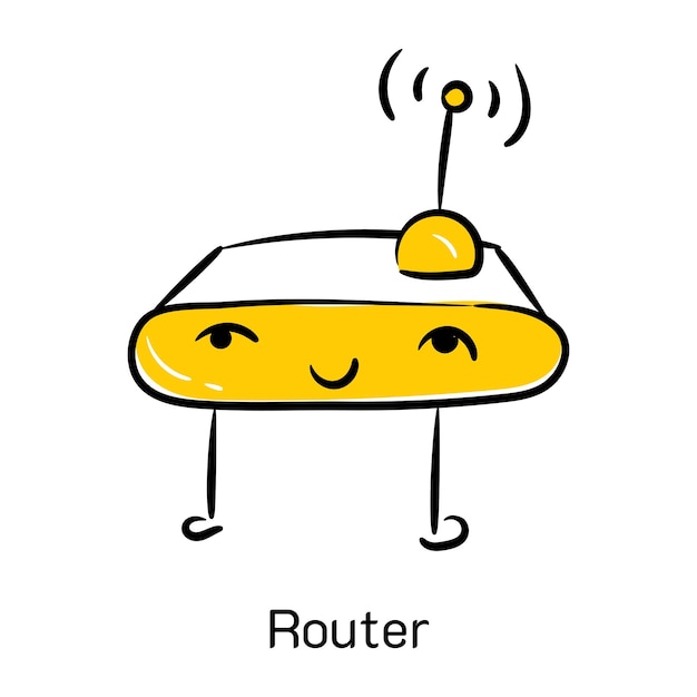 Connexion sans fil icône dessinée à la main du routeur