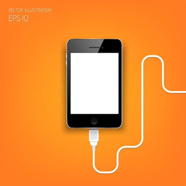 Connexion USB plate détaillée réaliste pour smartphone