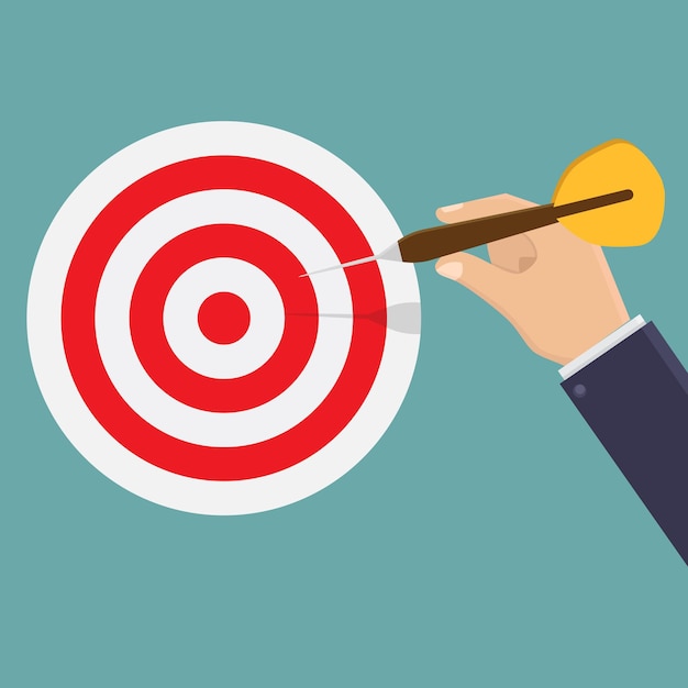 Conseil de cible de tir de main d'homme d'affaires