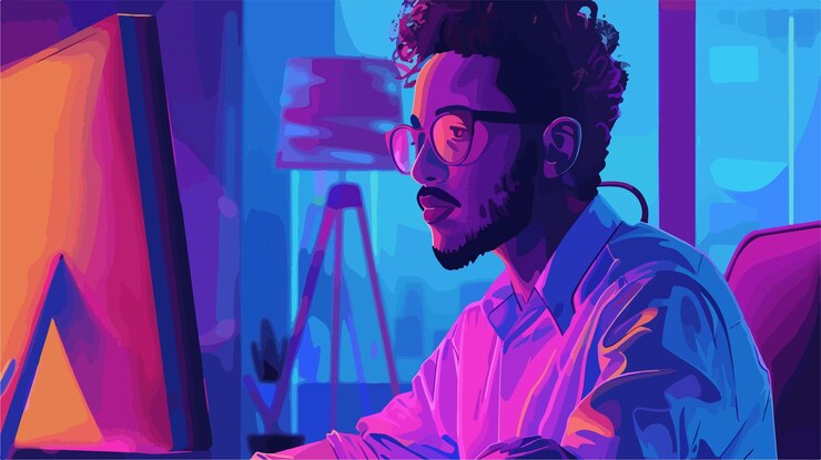 Vecteur conseiller professionnel en ligne pour les jeunes hommes