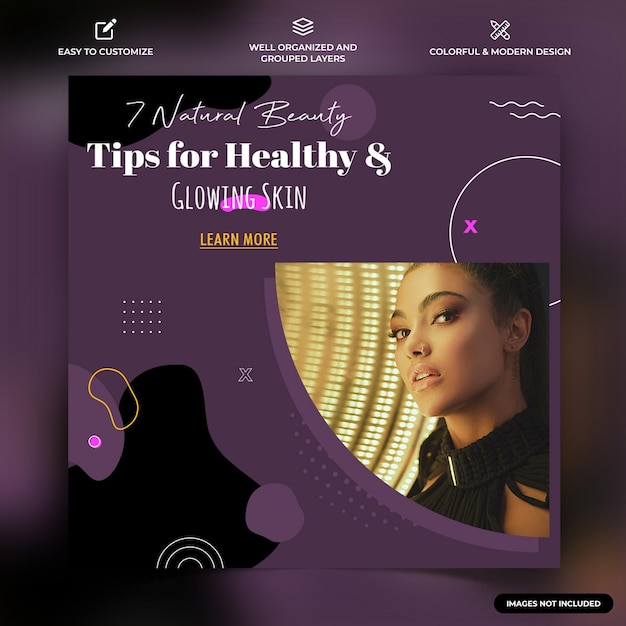 Conseils De Beauté Instagram Social Media Post Web Banner Template Vector Premium