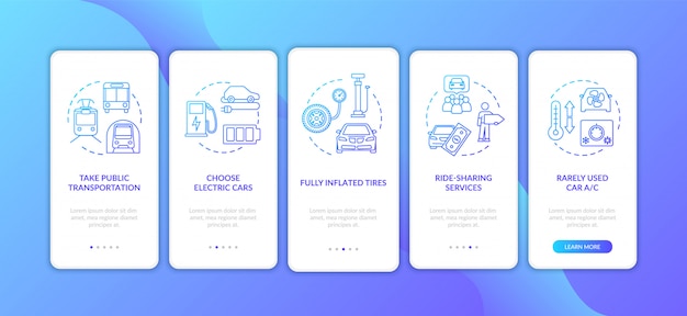 Conseils d'économie de carburant sur l'écran de la page d'application mobile avec des concepts