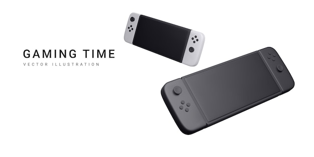 Console réaliste 3D isolée sur fond blanc Concept de jeux vidéo Illustration vectorielle