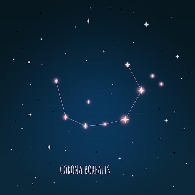 Constellation Corona Borealis Sur Fond De Ciel étoilé.