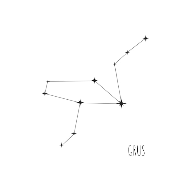 Constellation Grus Doodle croquis icône linéaire de 88 ensembles de constellations