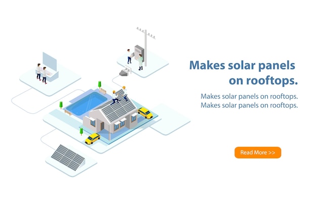 Constructeur Installant Des Panneaux Solaires Sur Le Toit De La Maison