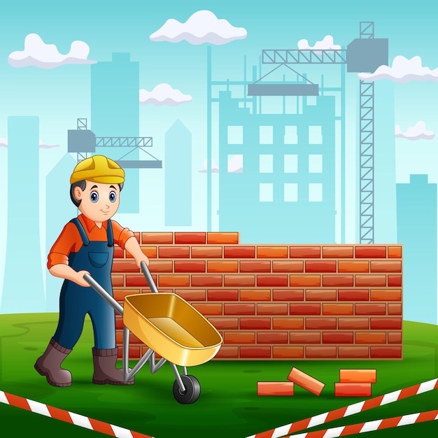 Un Constructeur De Travailleurs à L'illustration Du Chantier De Construction